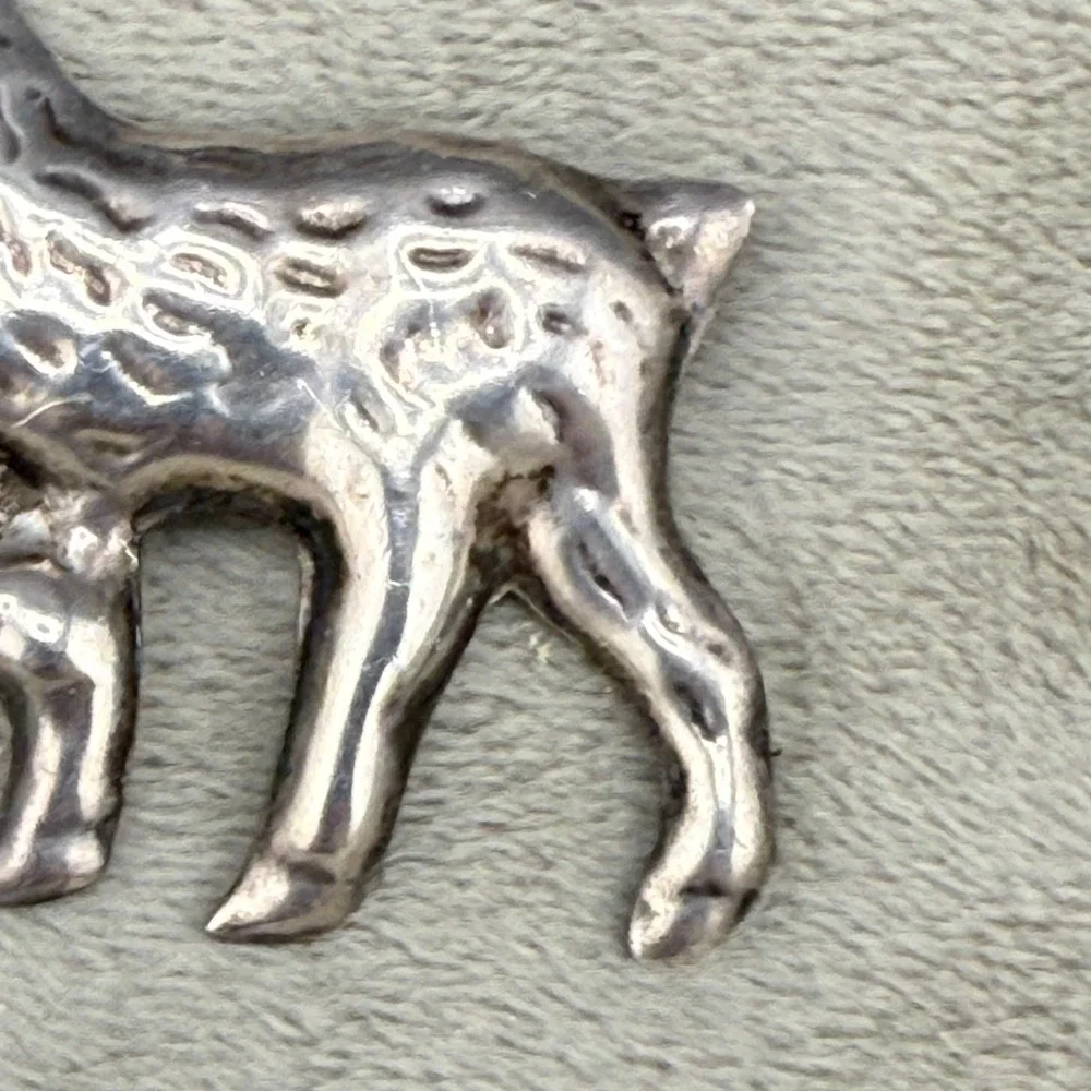 Vintage Taxco Sterling‎ Silver Brooch Pendant Deer Elk Reindeer